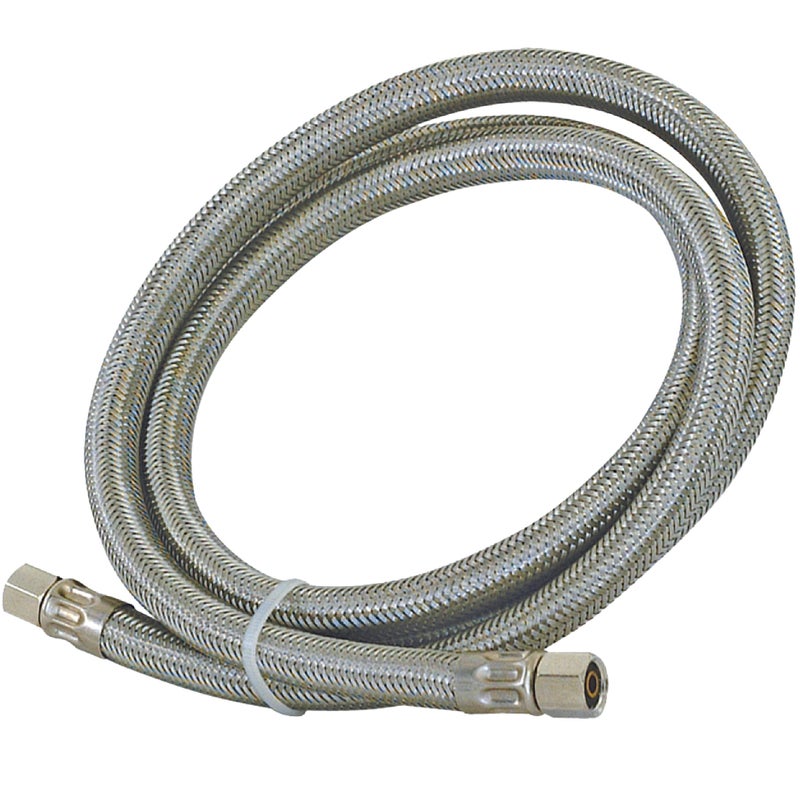 Eastman 5 Feet Flexible Ice Maker Connector, 1/4 Inch x 1/4 Inch Compression Connection, Braided Stainless Steel with Nickel-Plated Brass Nuts, 41033 - Image 1